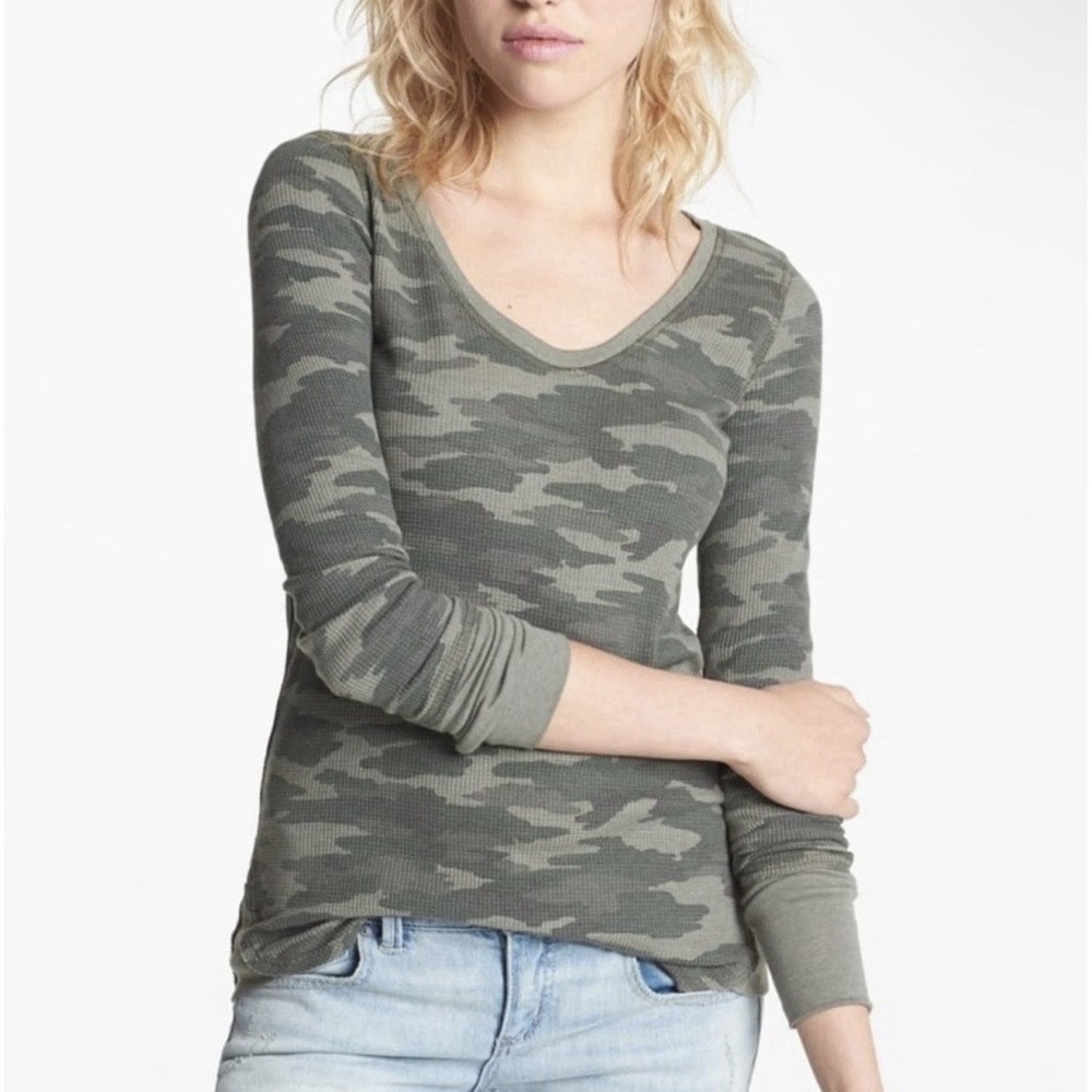 Free People We The Free Desperate Thermal Sz L Camo Cottagecore Momcore USA Made